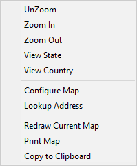 screenshot of map dropdown menu