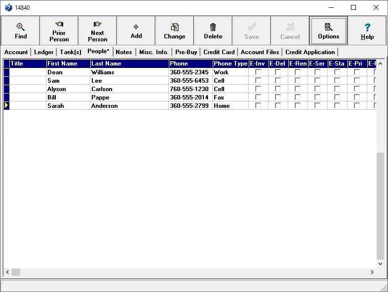 screenshot of people tab screen